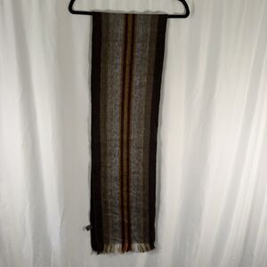 Shupaca Scarf Alpaca Blend Brown Striped Fringe